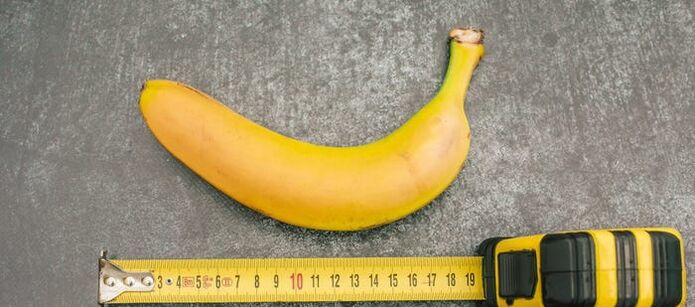 Measuring the penis using a banana as an example